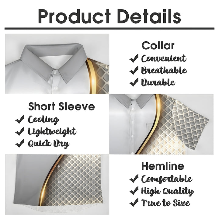 Unisex 3D Textured Print Loose Breast Pocket Short Sleeve Shirt 2307101713