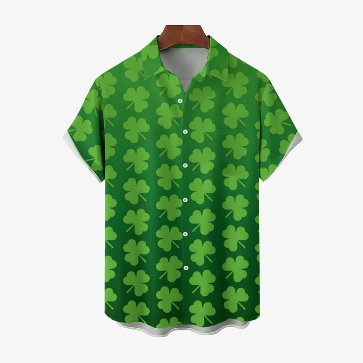 St. Patrick'S Day Shamrock Casual Short Sleeve Shirt 2402000100