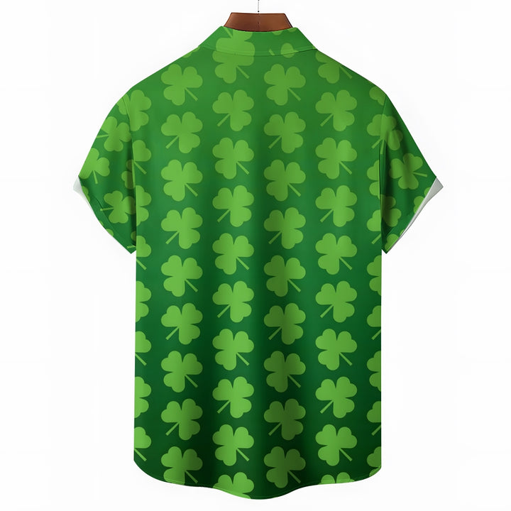 St. Patrick'S Day Shamrock Casual Short Sleeve Shirt 2402000100