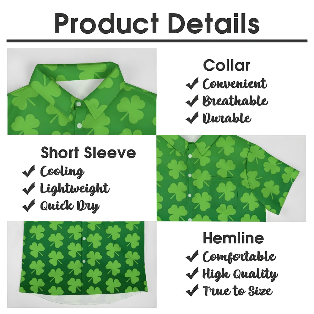 St. Patrick'S Day Shamrock Casual Short Sleeve Shirt 2402000100