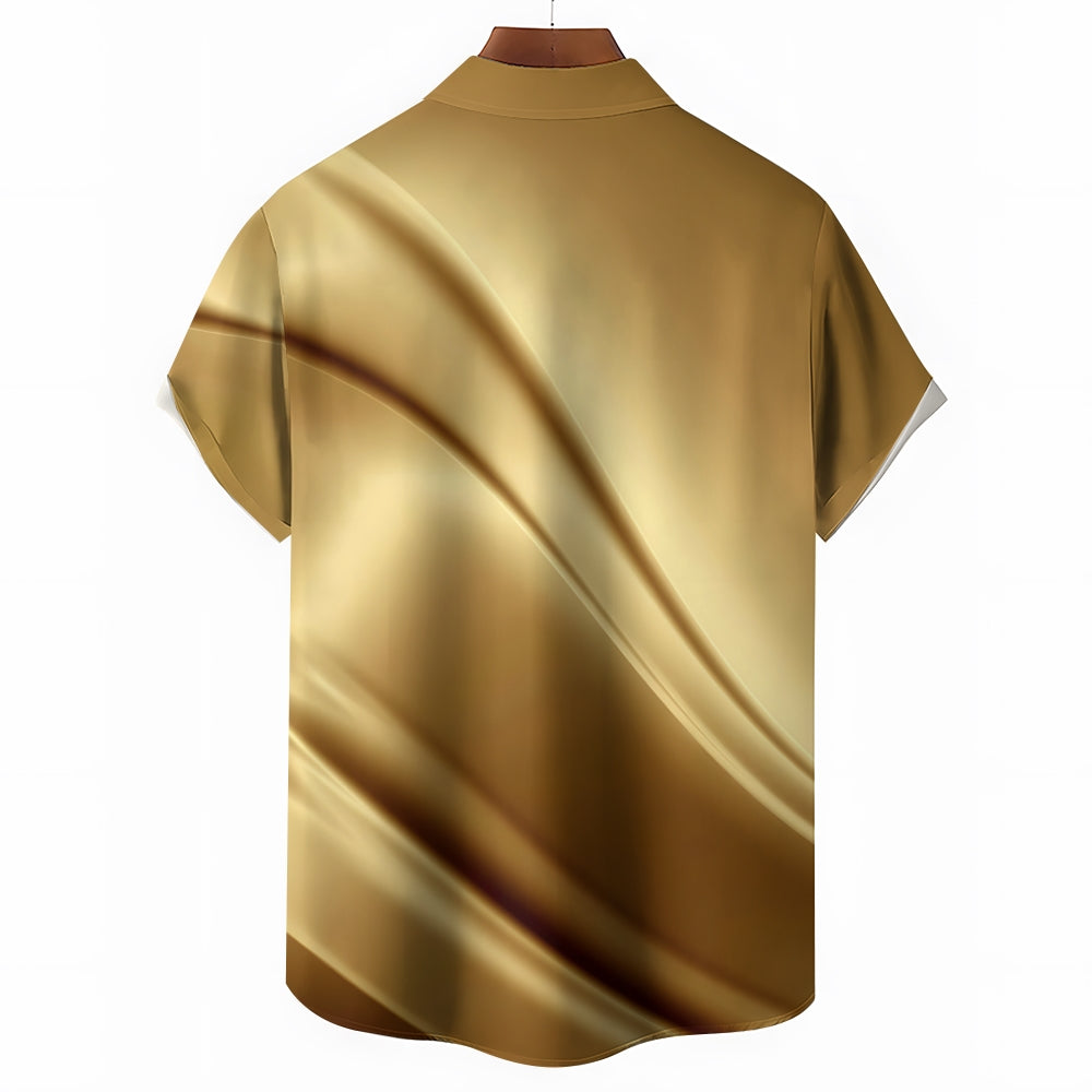 Men's Golden Texture Curve Casual Short Sleeve Shirt 2401000049