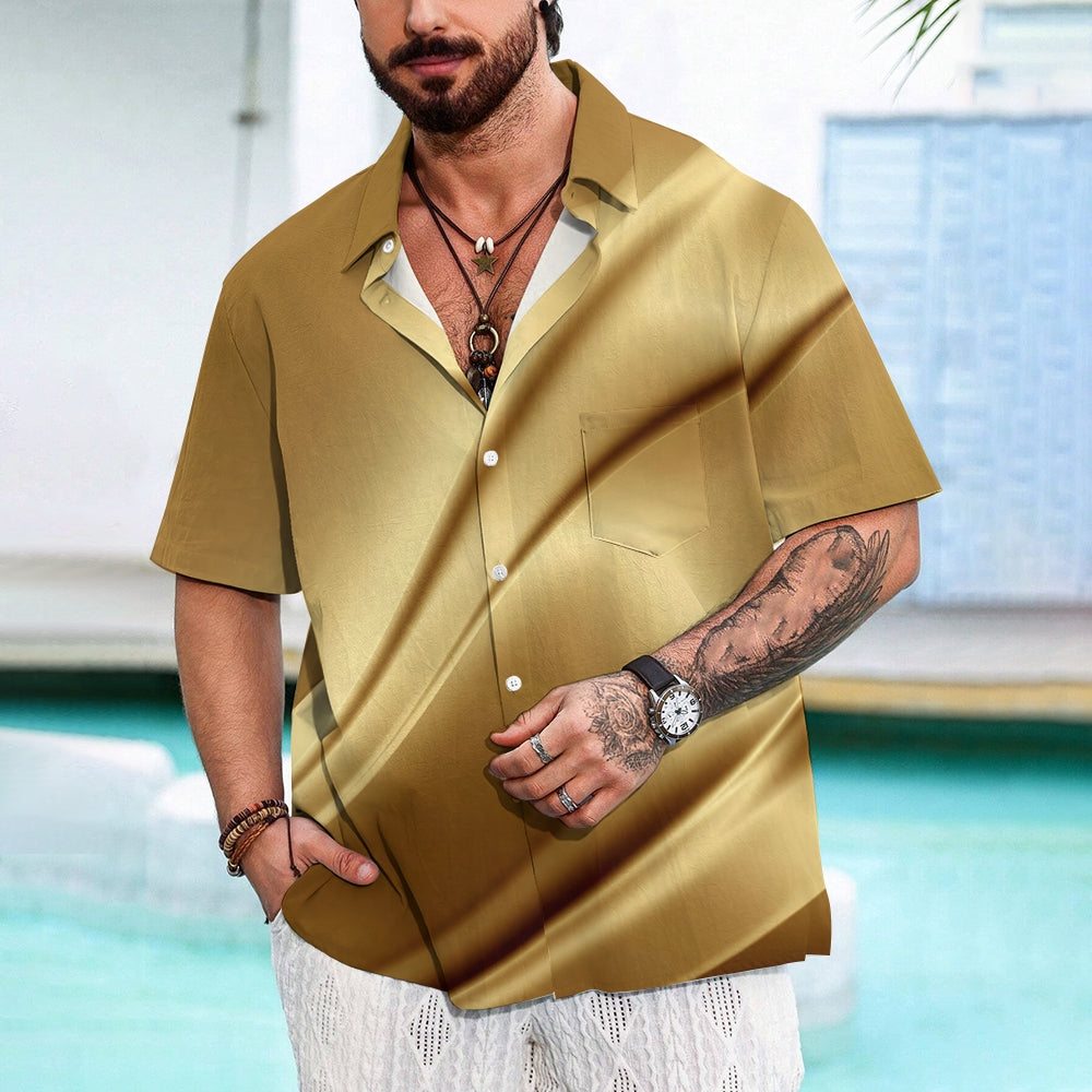 Men's Golden Texture Curve Casual Short Sleeve Shirt 2401000049