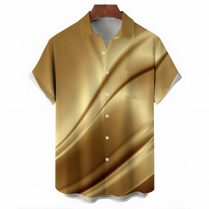 Men's Golden Texture Curve Casual Short Sleeve Shirt 2401000049