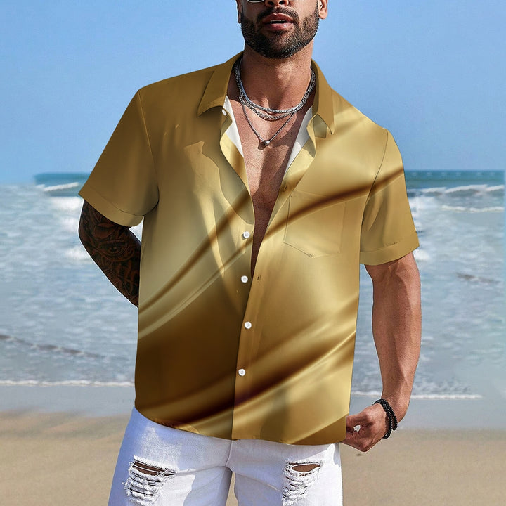 Men's Golden Texture Curve Casual Short Sleeve Shirt 2401000049