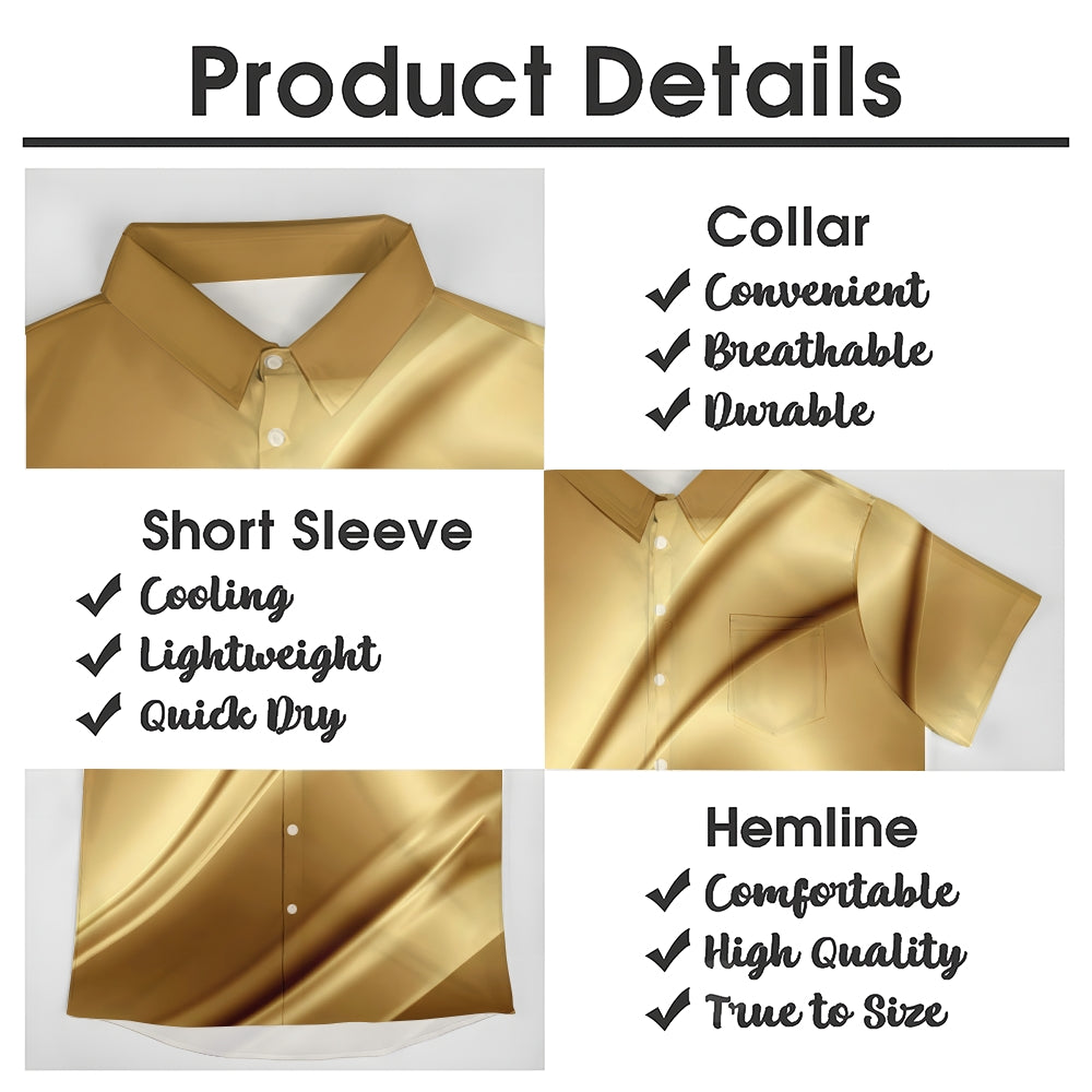 Men's Golden Texture Curve Casual Short Sleeve Shirt 2401000049