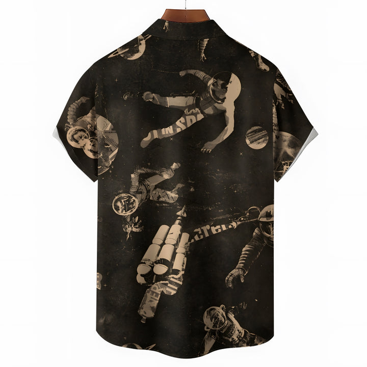 Men's Astronaut Casual Short Sleeve Shirt 2402000258