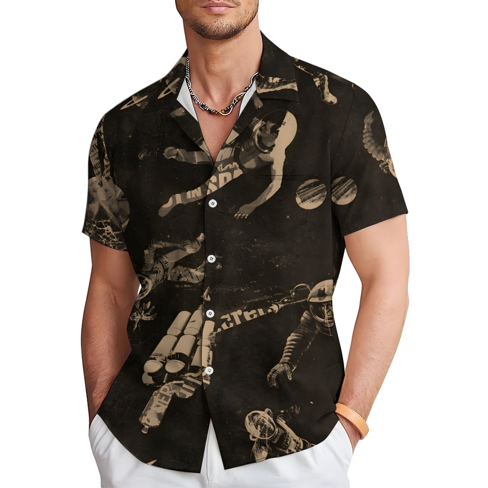 Men's Astronaut Casual Short Sleeve Shirt 2402000258