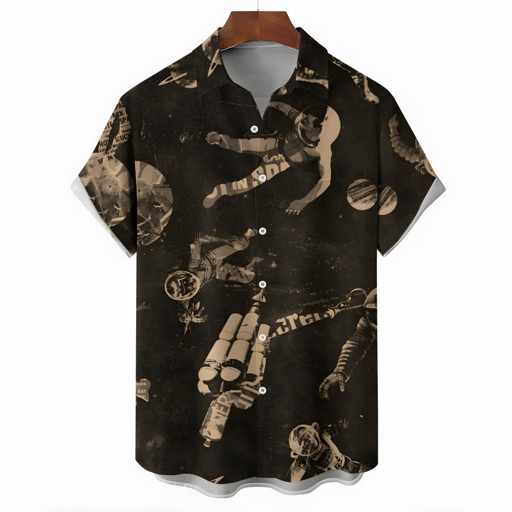 Men's Astronaut Casual Short Sleeve Shirt 2402000258