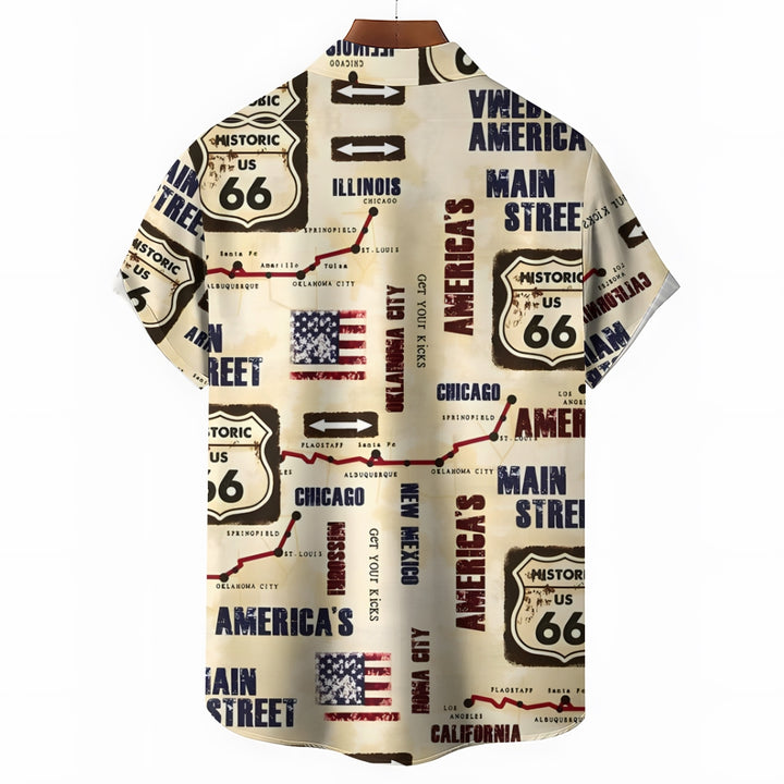 Route 66 Retro Casual Short Sleeve Shirt 2401000245