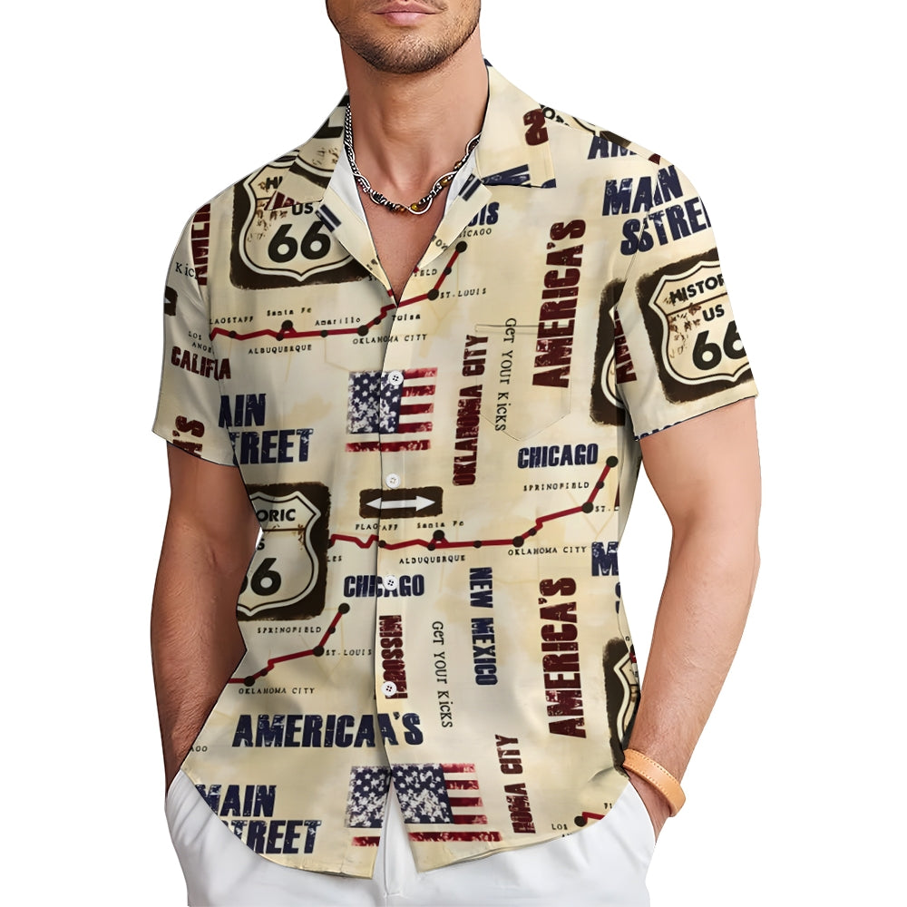 Route 66 Retro Casual Short Sleeve Shirt 2401000245