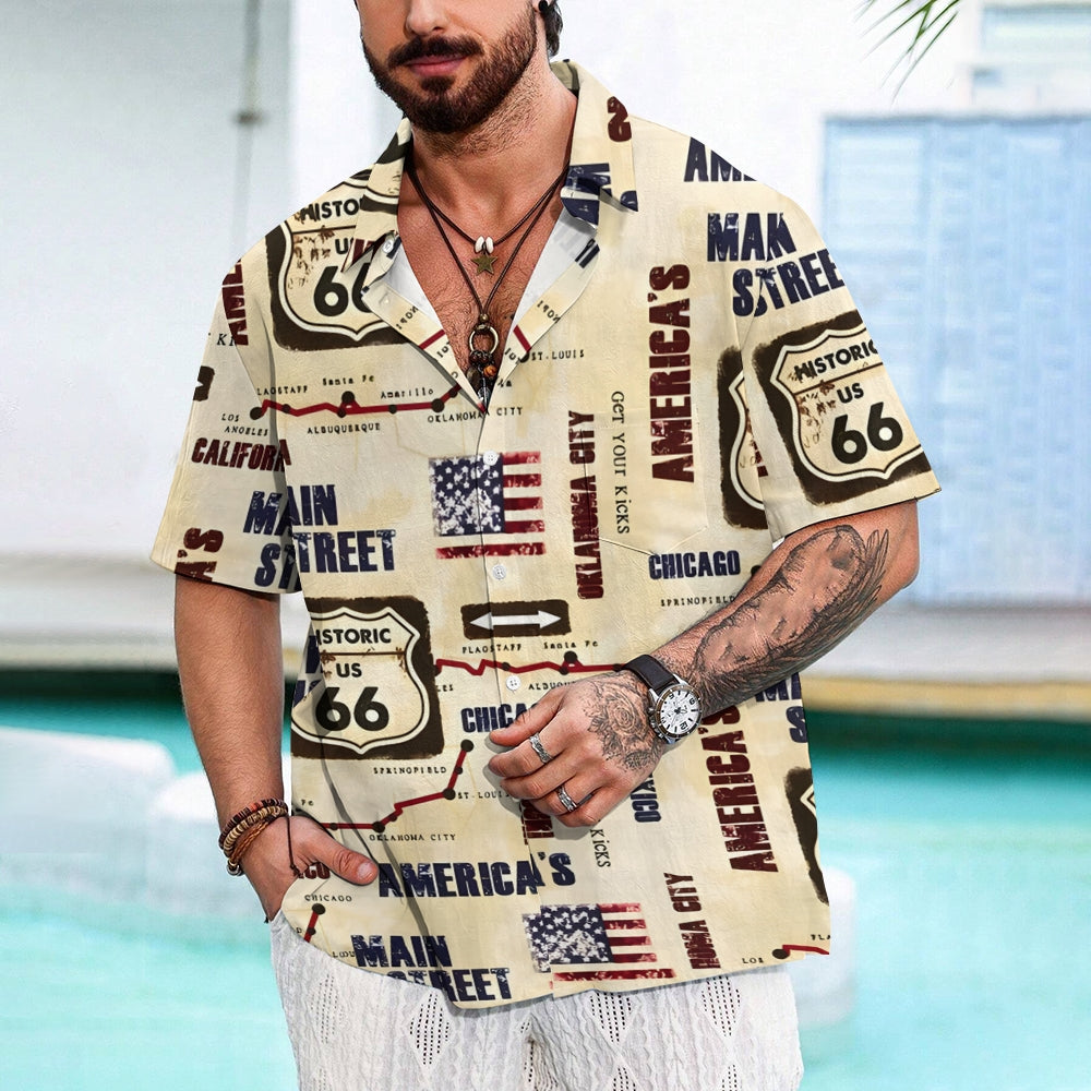 Route 66 Retro Casual Short Sleeve Shirt 2401000245