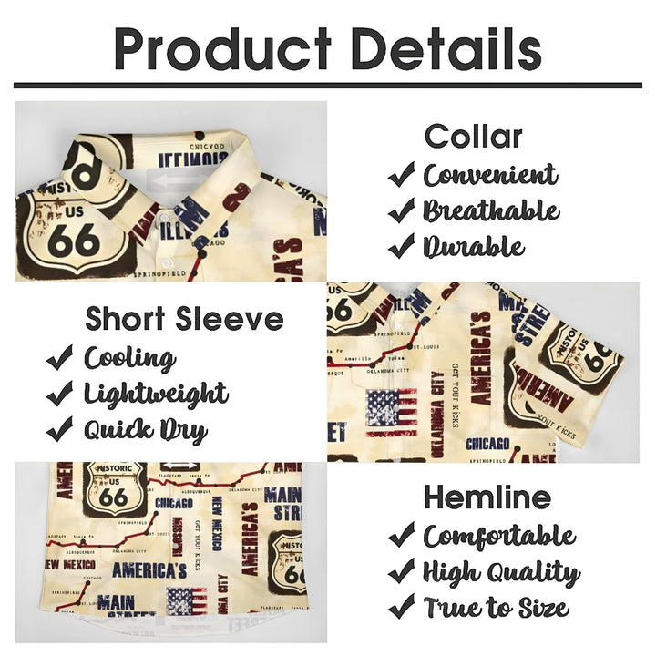 Route 66 Retro Casual Short Sleeve Shirt 2401000245