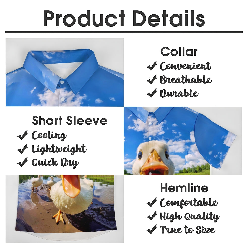 Men's Big Face Duck Print Casual Short Sleeve Shirt 2311000462