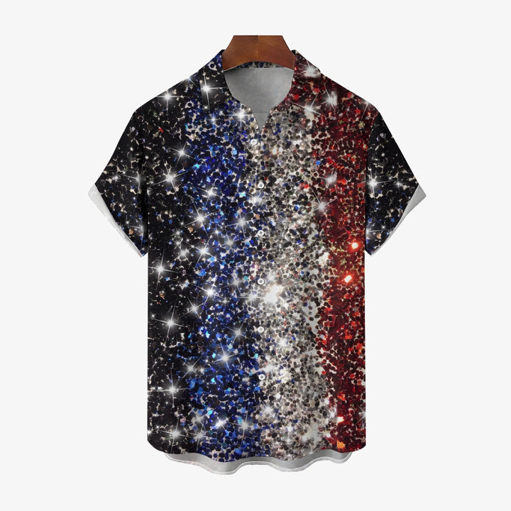 Novelty 3d Star Print Casual Short Sleeve Shirt 2403000170