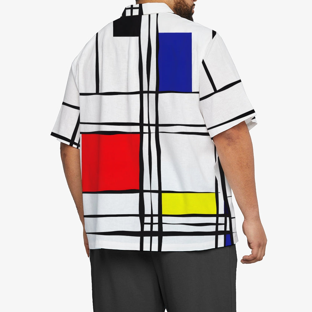 Casual Fashion Tricolor Geometric Short Sleeve Shirt 2307100547