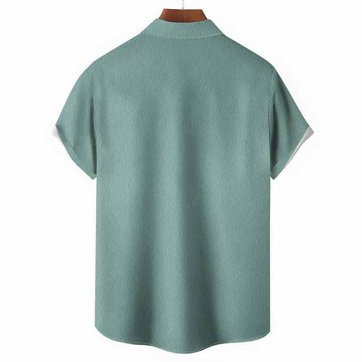 Men's Animal Chest Pocket Short Sleeve Bowling Shirt 2401000084