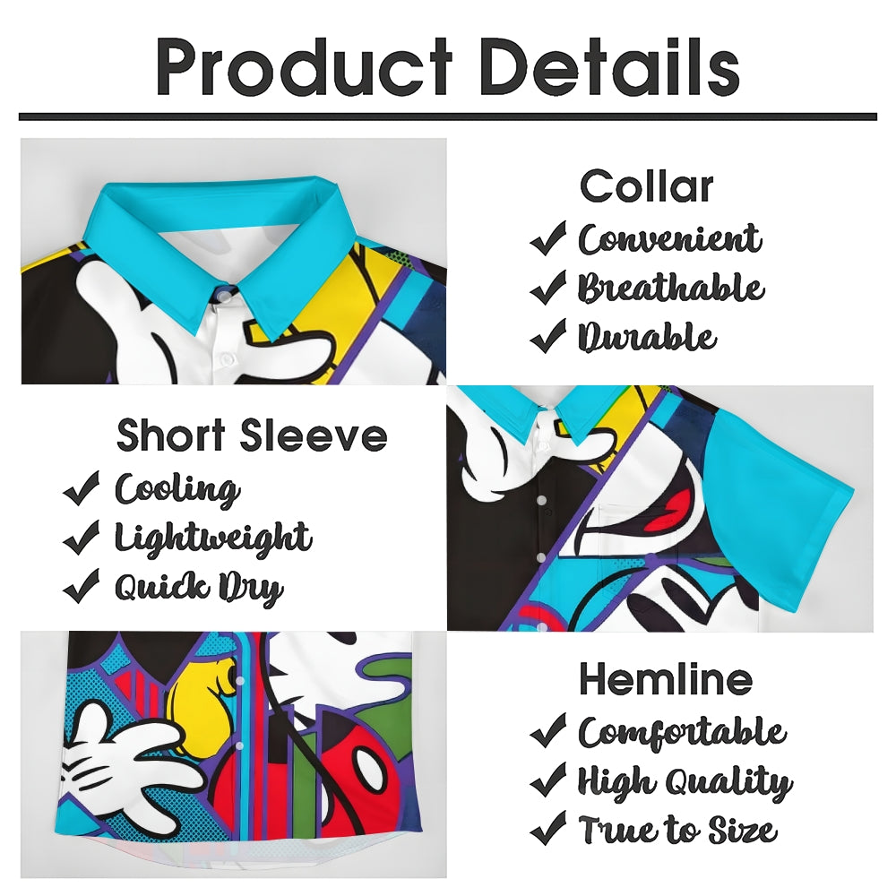 Abstract Colorful Cartoon Mouse Cartoon Print Casual Short Sleeve Shirt 2406002462