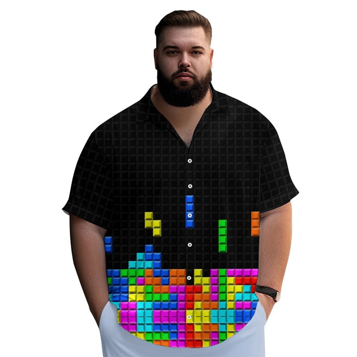 Men's Tetris Print Casual Short Sleeve Shirt 2306102366