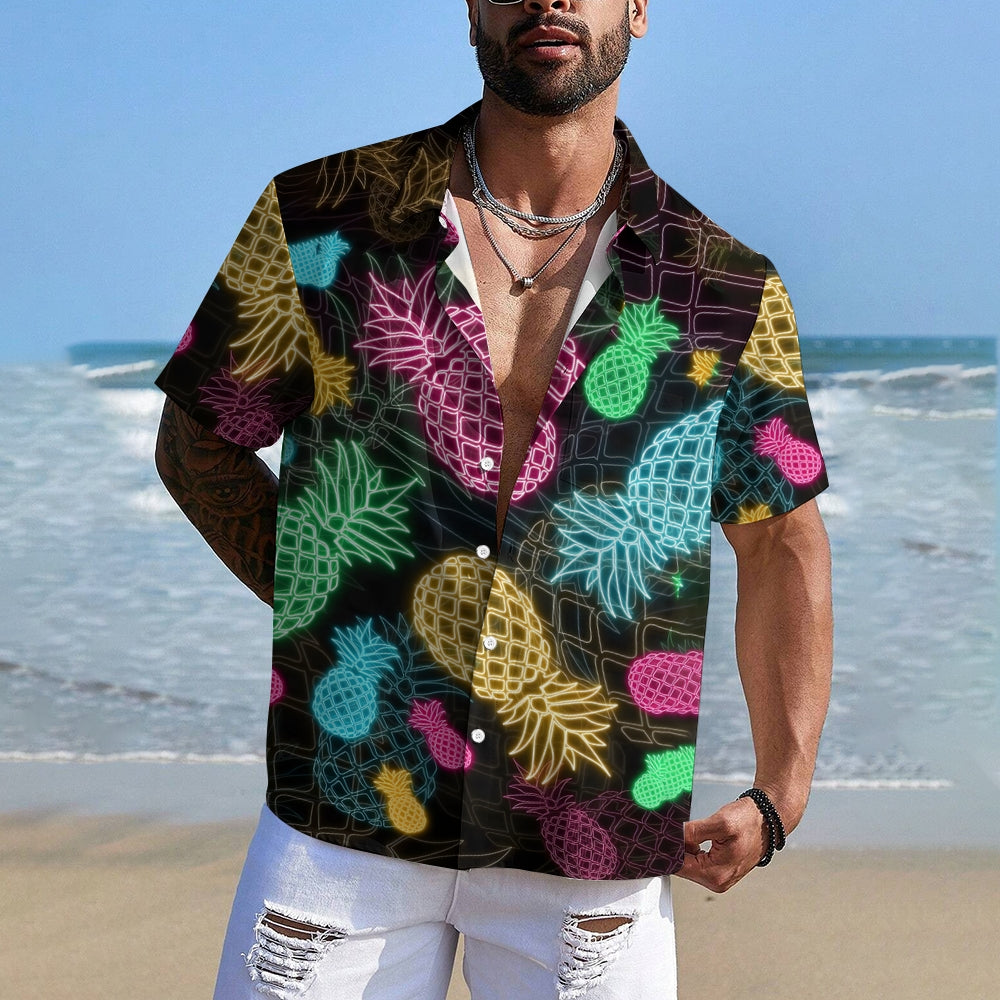 Men's Fashion Pineapple Graphic Print Shirt 2406002478