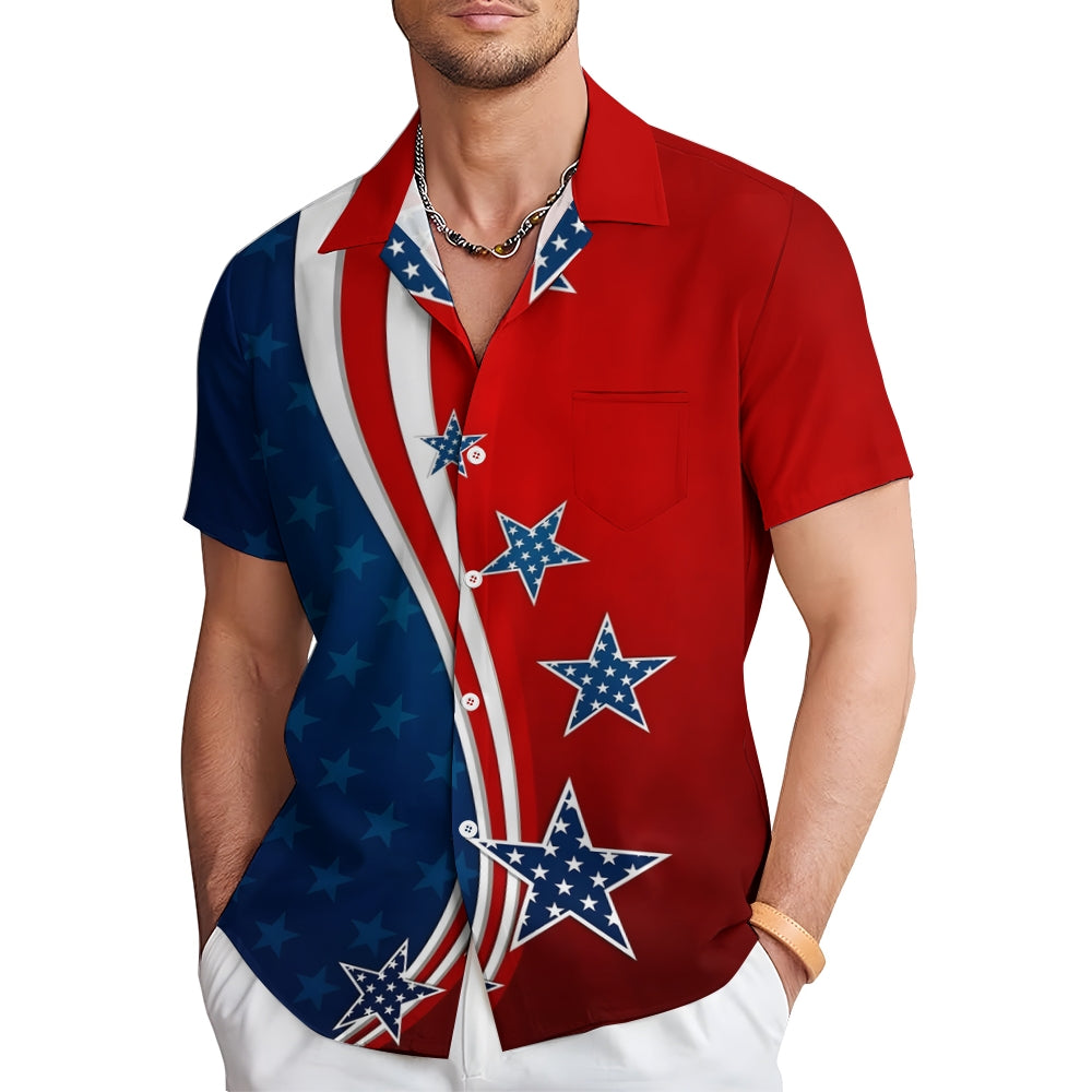 Men's Patriotic Casual Short Sleeve Shirt 2401000093