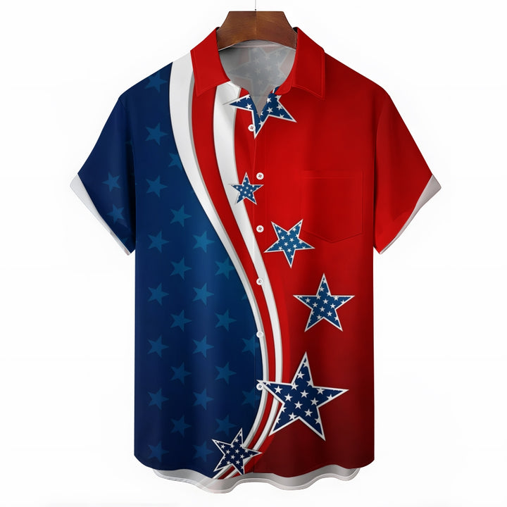 Men's Patriotic Casual Short Sleeve Shirt 2401000093