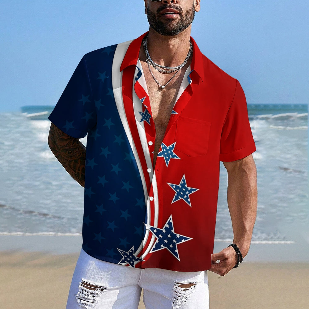 Men's Patriotic Casual Short Sleeve Shirt 2401000093