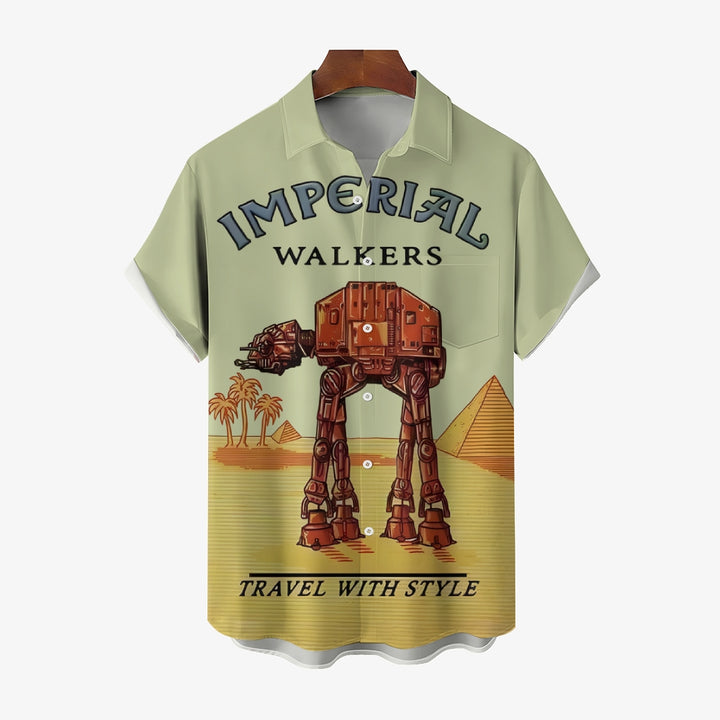 Travel with the Giant Armored Walker Print Shirt Short Sleeve Shirt 2406002522