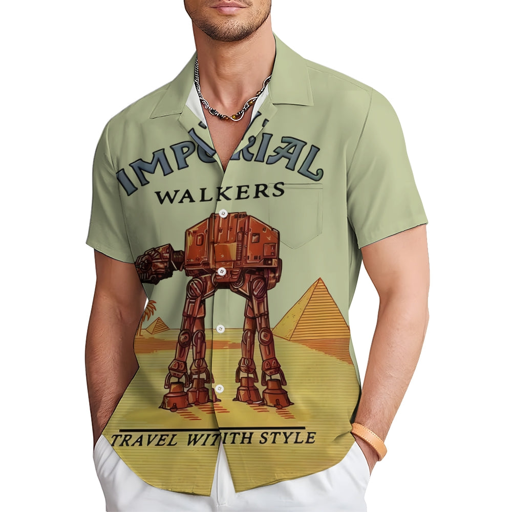 Travel with the Giant Armored Walker Print Shirt Short Sleeve Shirt 2406002522