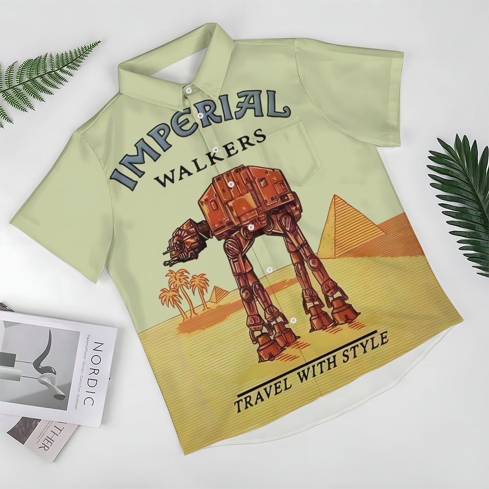 Travel with the Giant Armored Walker Print Shirt Short Sleeve Shirt 2406002522