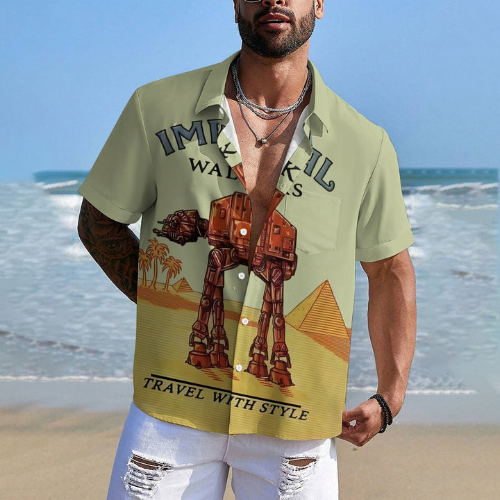 Travel with the Giant Armored Walker Print Shirt Short Sleeve Shirt 2406002522