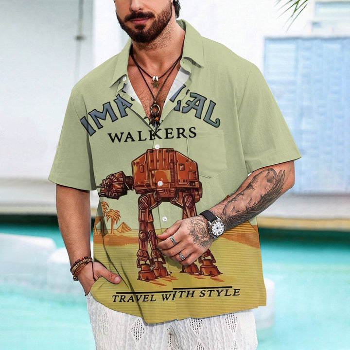 Travel with the Giant Armored Walker Print Shirt Short Sleeve Shirt 2406002522