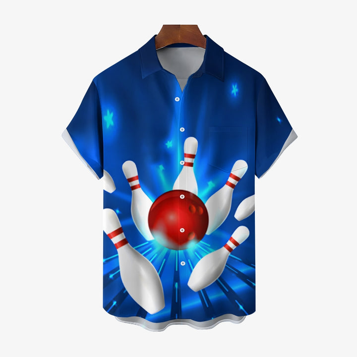 Men's Bowling Ball Graphic Prints Turndown Shirt 2406002948