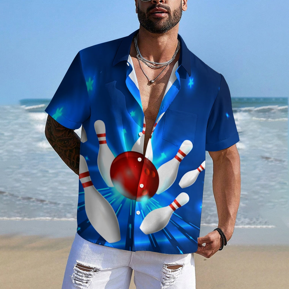 Men's Bowling Ball Graphic Prints Turndown Shirt 2406002948