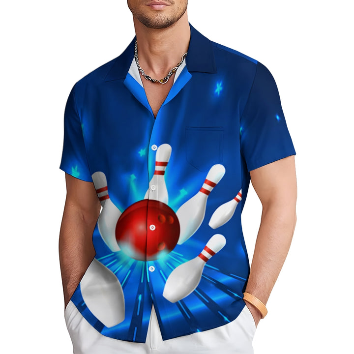 Men's Bowling Ball Graphic Prints Turndown Shirt 2406002948