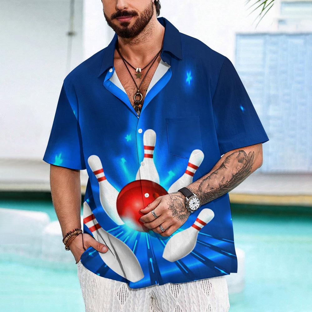 Men's Bowling Ball Graphic Prints Turndown Shirt 2406002948