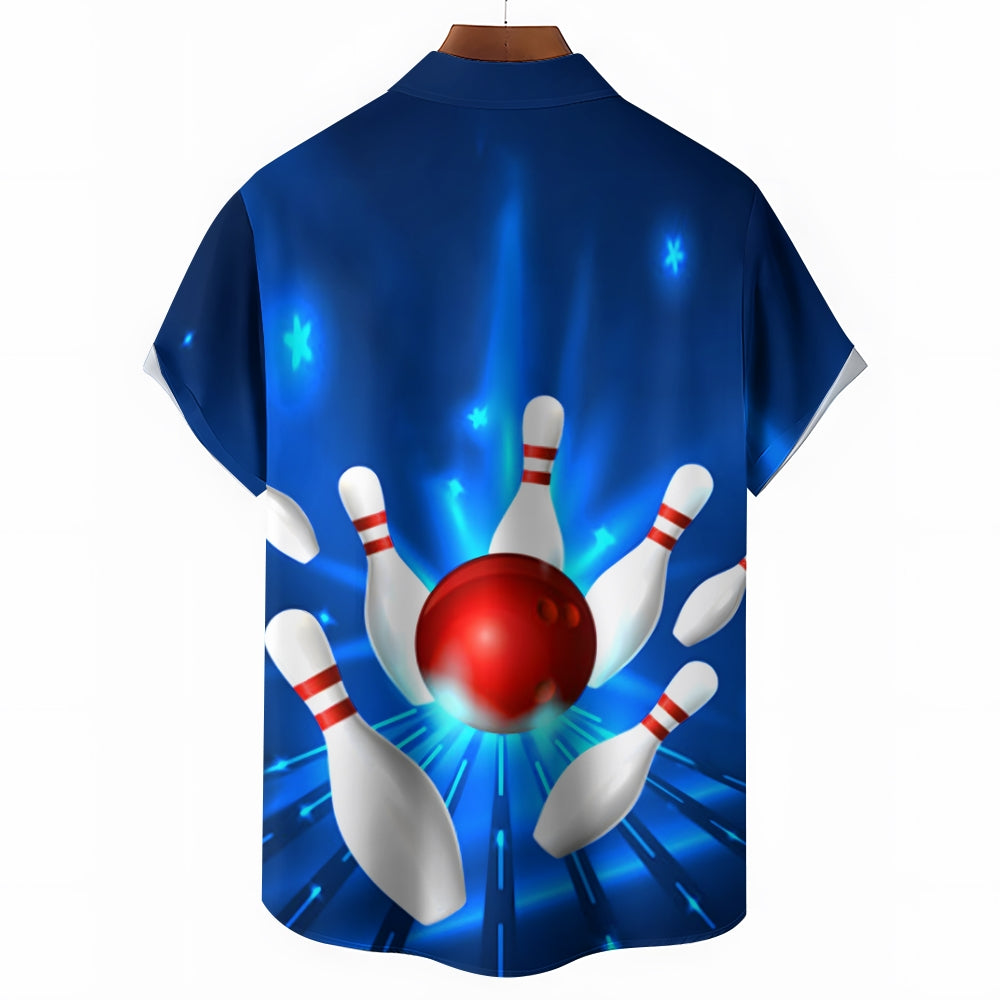 Men's Bowling Ball Graphic Prints Turndown Shirt 2406002948