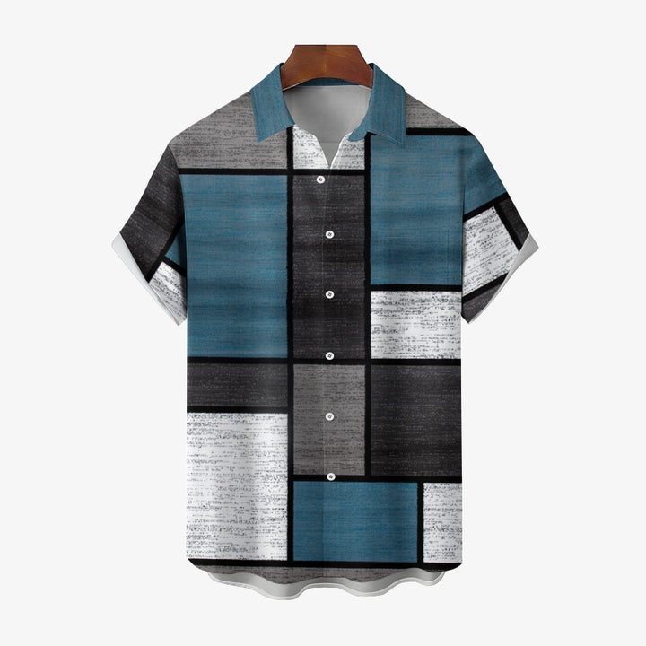 Men's Breathable Stylish Stitch Print Shirt 2406002949