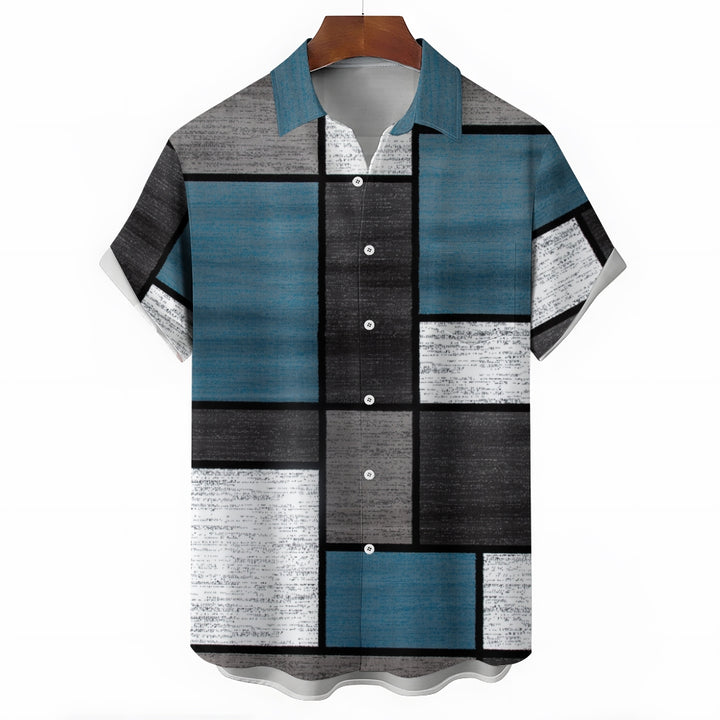 Men's Breathable Stylish Stitch Print Shirt 2406002949