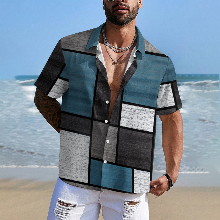 Men's Breathable Stylish Stitch Print Shirt 2406002949