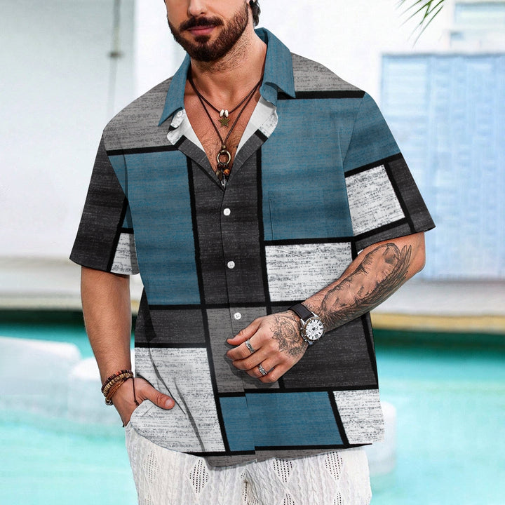 Men's Breathable Stylish Stitch Print Shirt 2406002949