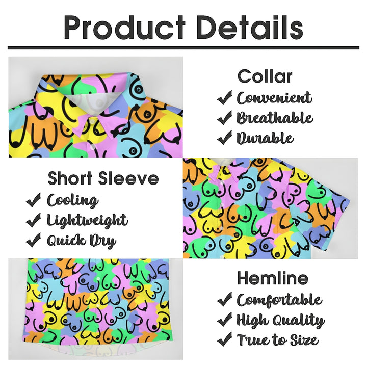 Abstract Colorful Print Casual Short Sleeve Shirt 2404001277