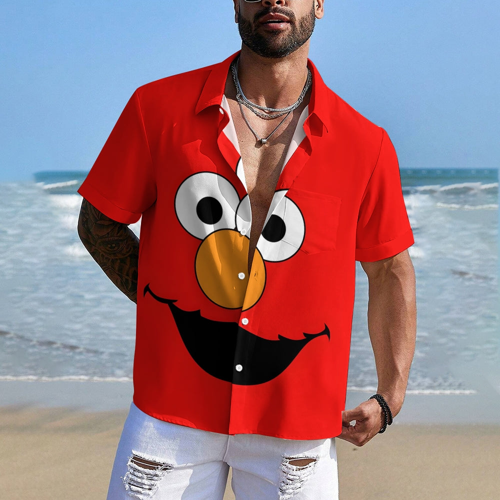 Casual Short-Sleeved Shirt Worn By Cartoon Characters With Friends 2401000301