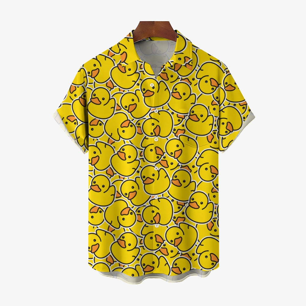 Men's Duck Print Hawaiian Casual Short Sleeve Shirt 2404000536