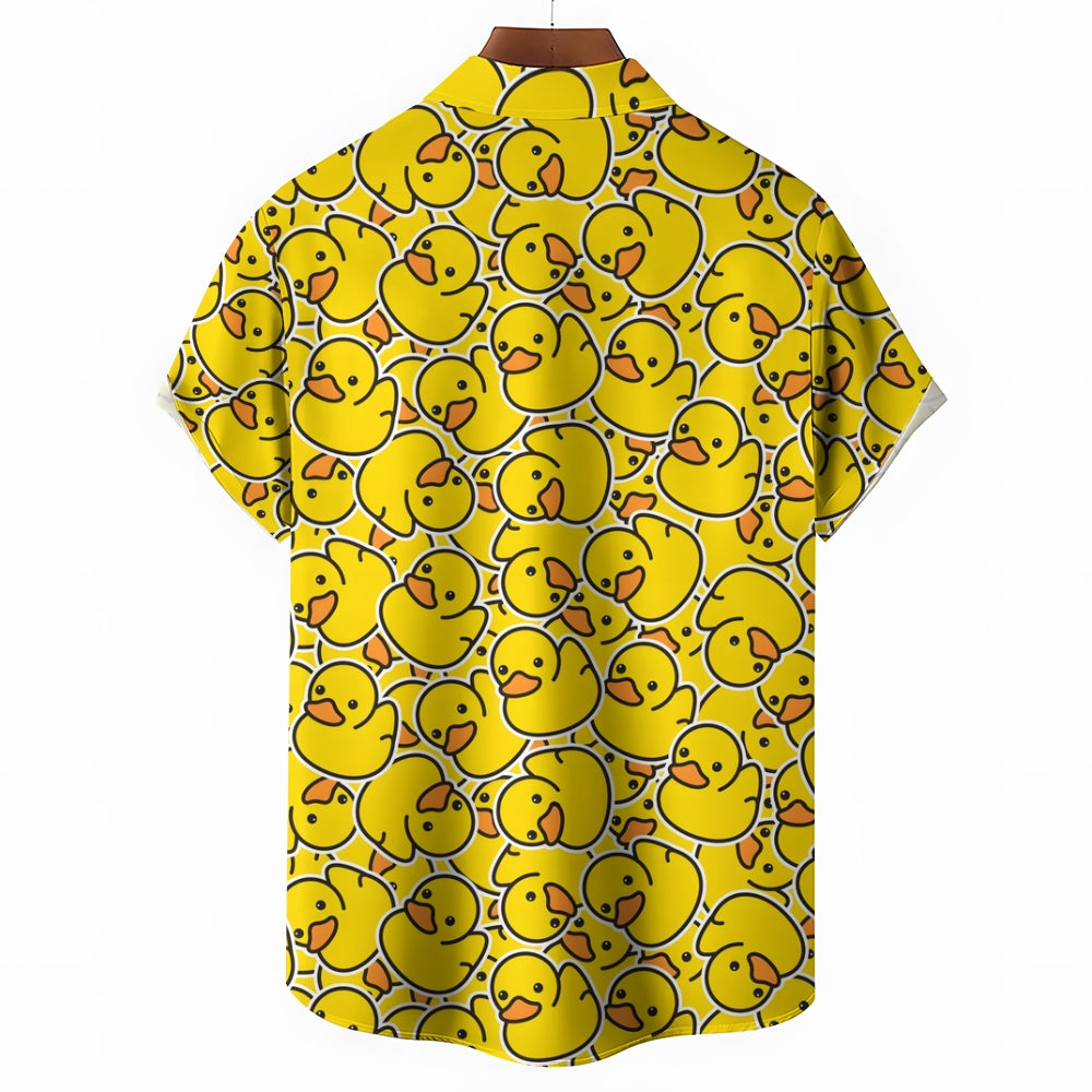 Men's Duck Print Hawaiian Casual Short Sleeve Shirt 2404000536