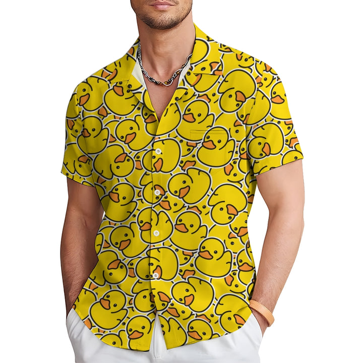 Men's Duck Print Hawaiian Casual Short Sleeve Shirt 2404000536