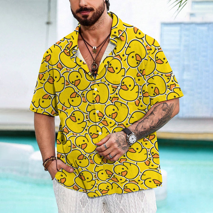 Men's Duck Print Hawaiian Casual Short Sleeve Shirt 2404000536