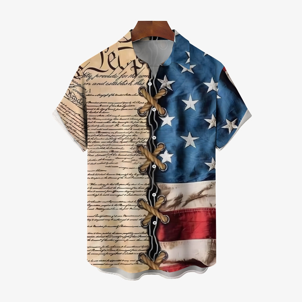 Declaration of Freedom Independence Day Flag Short Sleeve Shirt 2404001796