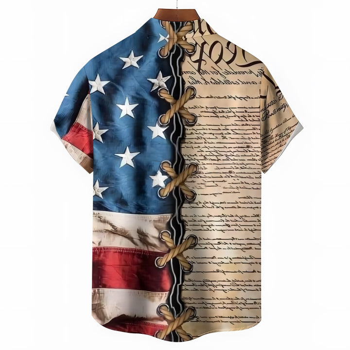 Declaration of Freedom Independence Day Flag Short Sleeve Shirt 2404001796