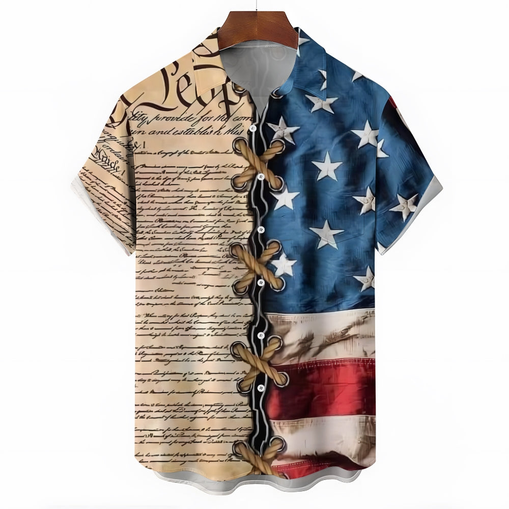 Declaration of Freedom Independence Day Flag Short Sleeve Shirt 2404001796