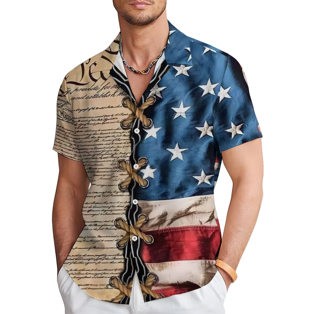 Declaration of Freedom Independence Day Flag Short Sleeve Shirt 2404001796